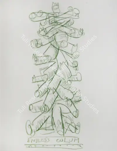 Jyothi Basu (Artist), Study For Invasion VIII (Endless Column), 2006, Drawing