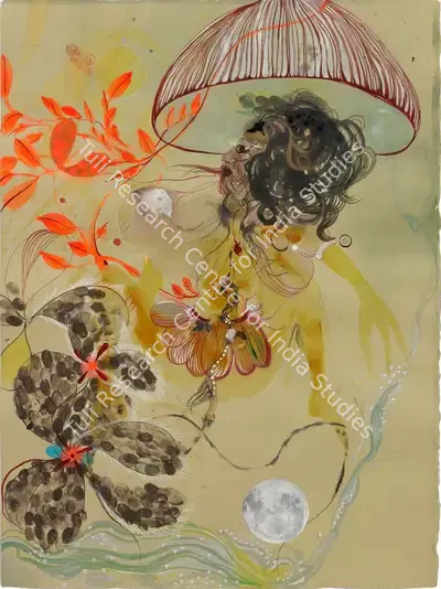 Rina Banerjee (Artist), Mushroom and Moon, 2008, Painting