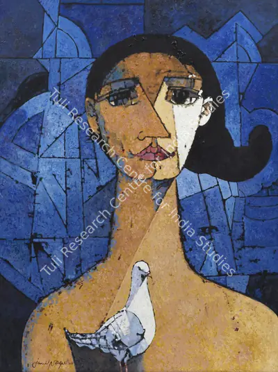 Jamil Naqsh (Artist), Untitled (Woman with Pigeon), 2006, Painting