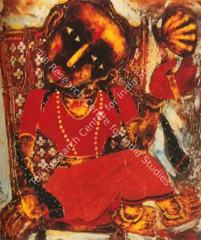 Paresh Hazra (Artist), Lady with a fan, Painting
