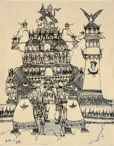 Ramanujam, K. (Artist). Fantasy Series. Pen and ink on paper, 1968 | Drawing  | 00879827