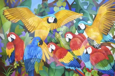 Senaka&nbsp;Senanayake (Artist), Macaws, 2022, Painting
