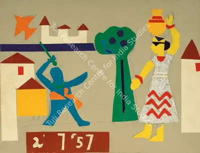 Mukherjee, B.B. (Artist). Untitled. Paper collage on mountboard, 1957 | Graphic Art | FineArts | 00574532