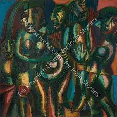 Mondal, Rabin (Artist). Nocturnal Festival, 1988 | Painting, AG.Onl/28.10.23, 2023 · Asta Guru