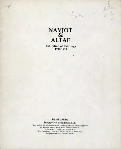 Sakshi Gallery (Organiser), Navjot & Altaf, 1993, Group Exhibition Catalogue