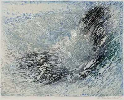 Reddy, Krishna (Artist). La Vague (The Wave). Mixed color intaglio on paper; Edition 10/15 + Ap, circa early 1960s | Print | EconomicsArt | 00872856
