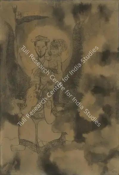 Ramanujam, K. (Artist). Wedding Couple, 1967 | Painting, Os.Mum/22.06.17, 2017 · Osian's