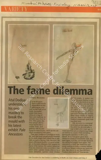 Vishwas Kulkarni (Reporter), The Fame Dilemma, 2008, Newspaper Clipping