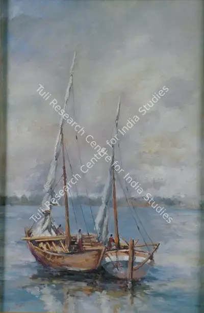 S.L. Haldankar (Artist), Sailing Boats, 1937, Painting
