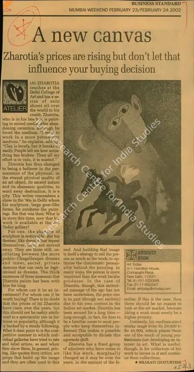 Bharati Chaturvedi (Reporter), A New Canvas, 2002, Newspaper Clipping