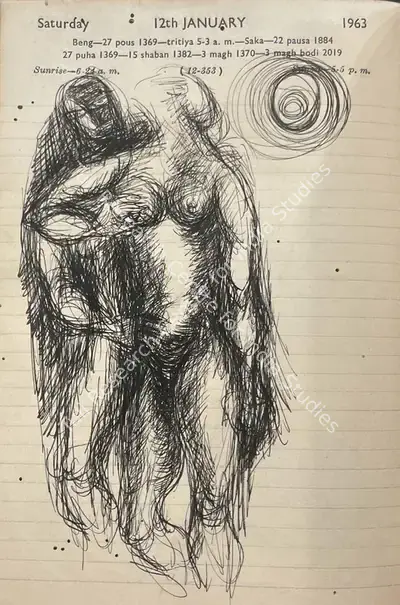 Nikhil Biswas (Artist), Untitled (Sketchbook), 1960, Drawing