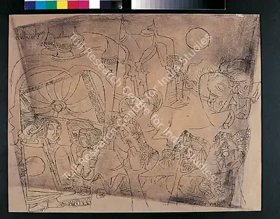 K.M. Adimoolam (Artist), Untitled, 1964, Drawing