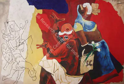 M.F. Husain (Artist), Tongawala and his Wife, 1988, Painting