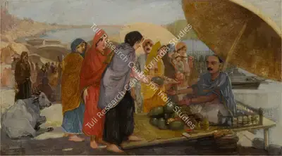 L.N. Taskar (Artist), Market Scene, Painting