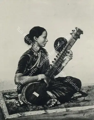 K.S. Nerukar (Artist), Lady Playing Sitar, 1910, Painting