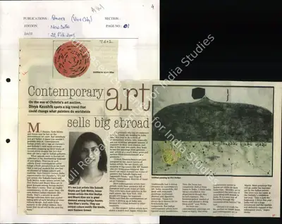 Divya Kaushik (Reporter), Contemporary Art Sells Big Abroad, 2008, Newspaper Clipping