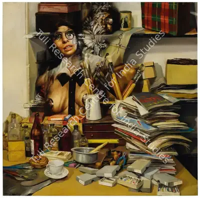 Bikash Bhattacharjee (Artist), Untitled (The Visitors), 1970, Painting