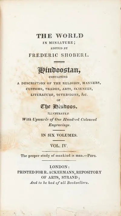 Frederic Shoberl (Editor), Hindoostan, 1822, Edited Antiquarian Book