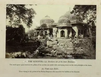 Eugene Clutterbuck Impey (Photographer), The Kootub - Tombs near Delhi, Antiquarian Photograph