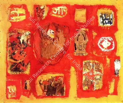 Khakhar, Bhupen P. (Artist). Wall of a Small Hindu Temple. Collage on Board, 1966 | Bhupen Khakhar 1934 - 2003, 2003 | Collage | FineArts | 00149815
