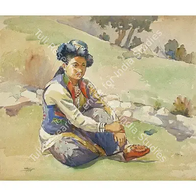 K.K. Hebbar (Artist), Portrait, 1945, Painting