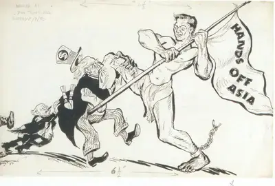 Chittaprosad (Artist), Hands off Asia, 1950, Drawing