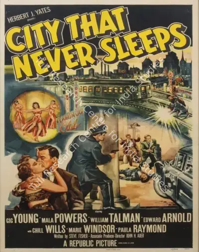 John H. Auer (Director), City That Never Sleeps, 1953, Poster