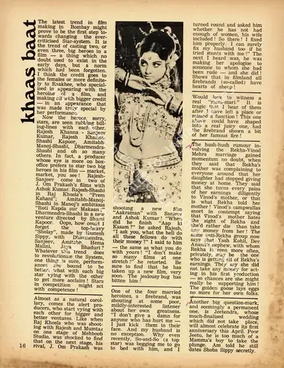 Khaas Baat, 1974, Column