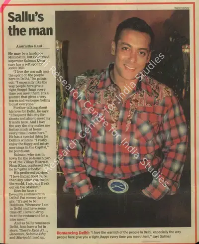 Anuradha Kaul (Reporter), Sallu's The Man, 2005, Newspaper Clipping