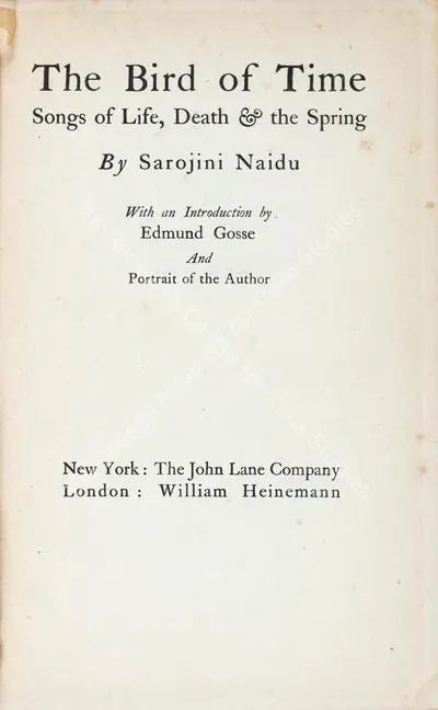 Sarojini Naidu (Author), The Bird of Time, 1914, Authored Antiquarian Book