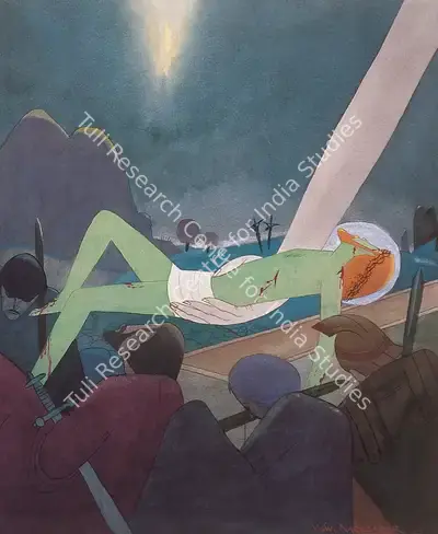 Nageshkar, Vishwanath (Artist). Divine Light, 1950 | Painting, Os.Mum/19.01.08, 2008 · Osian's