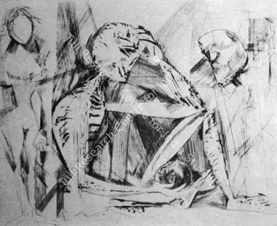 Somnath Hore (Artist), Wounds, 1972, Drawing