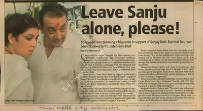 Ashwini Deshmukh (Reporter), Leave Sanju Alone, Please, 2007, Newspaper Clipping