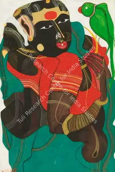 Thota Vaikuntam (Artist), Untitled (Woman with Parrot), 1994, Painting