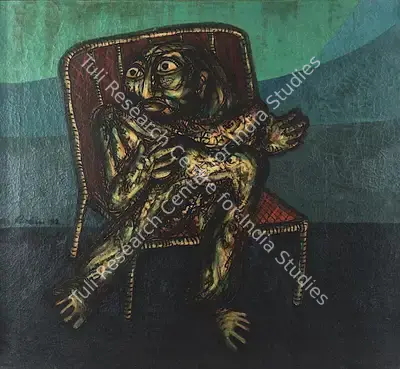 Rabin Mondal (Artist), Man Horrified, 1982, Painting
