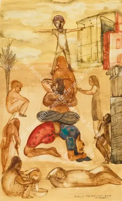 Nalini Malani (Artist), Family of Street Performers, 1988, Painting