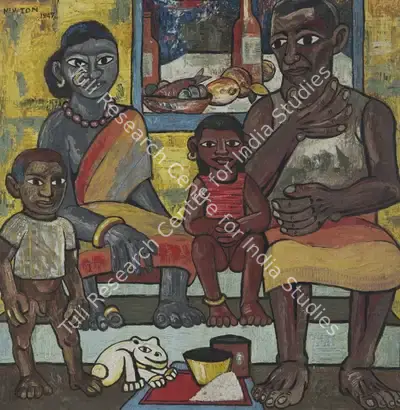 F.N. Souza (Artist), Untitled (Indian Family), 1947, Painting