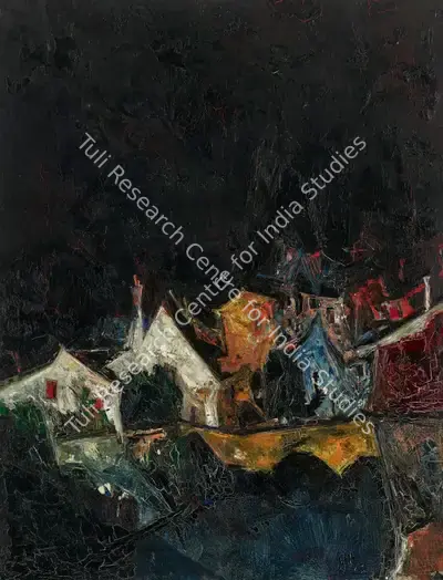 S.H. Raza (Artist), Untitled (Village la Nuit), 1956, Painting