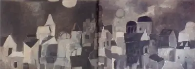 Padamsee, Akbar (Artist). Cityscape. Oil on board, 1959 | Painting | FineArts | 00599640