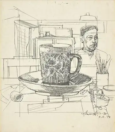 Ganesh Pyne (Artist), The Cup, 1978, Painting