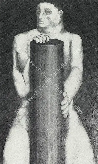 Sudhir Patwardhan (Artist), Man With Cylinder, 1976, Drawing