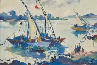 S.H. Raza (Artist), Untitled, 1946, Painting