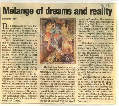 Annapurna Yadav (Reporter), Melange of Dreams and Reality, 2008, Newspaper Clipping