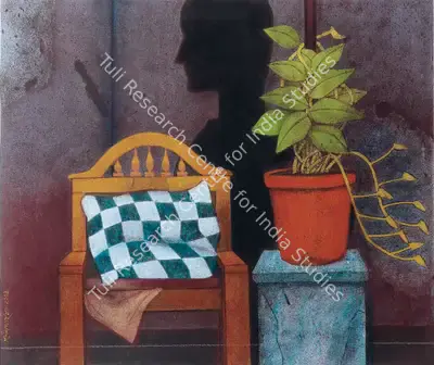 Pyne, Ganesh (Artist). The Plant, The Chair And The Wall, 2004 | Painting, Ch.NeY/21.03.12, 2004