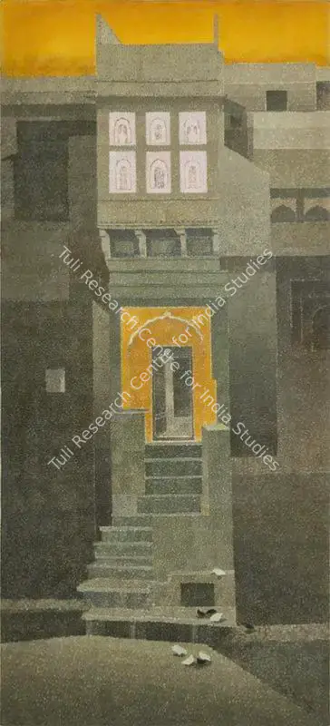 Bendre, N.S. (Artist). A Bundi House. Oil on canvas, 1979 | Painting | FineArts | 00547724