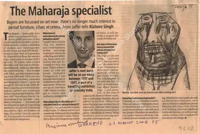 Kishore Singh (Writer), The Maharaja Specialist, 2008, Newspaper Clipping