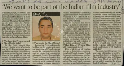 Faizal Khan (Reporter), We Want to be Part of the Indian Film Industry, 2007, Newspaper Clipping