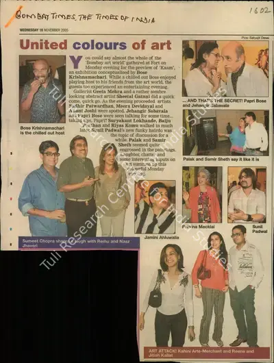 Satyajit Desai (Photographer), United colours of Art, 2005, Newspaper Clipping