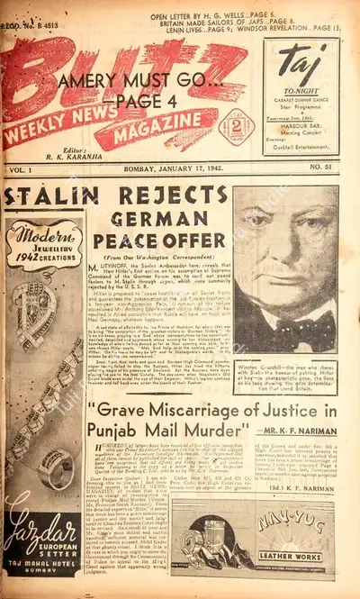 R.K. Karanjia (Editor), Blitz, 1942, Magazine