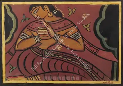 Jamini Roy (Artist), Gopini With Offering, 1931, Painting